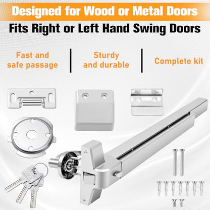 Zonon 1 Set 31" Commercial Door Push Bar with Lever Handle, Silver - color: Silver, size: 31"