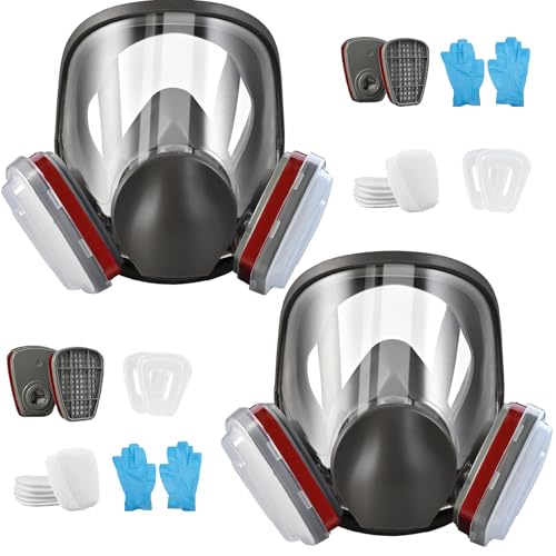Full Face Dust Mask, Reusable Full-Face Mask, Full Face Cover Mask with for Paint, Against Dust - color: 2pcs Full-face Mask