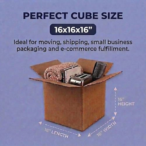 BOX USA Cube Shipping Boxes, 16x16x16" 25-Pk for Shipping & Packing - size: 16x16x16" (25-Pack)