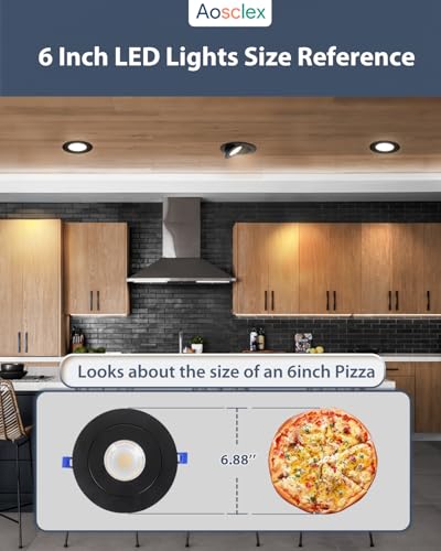 Aosclex 1 Pack 6 Inch Adjustable Gimbal 5CCT Recessed LED Light 15W 1700LM - color: Black-6inch, size: 1 Pack