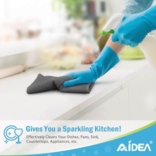 AIDEA Grey Microfiber Cleaning Cloth-50PK, Cleaning Rags 12"x 12" Absorbent - color: Grey, size: 12in.x12in.