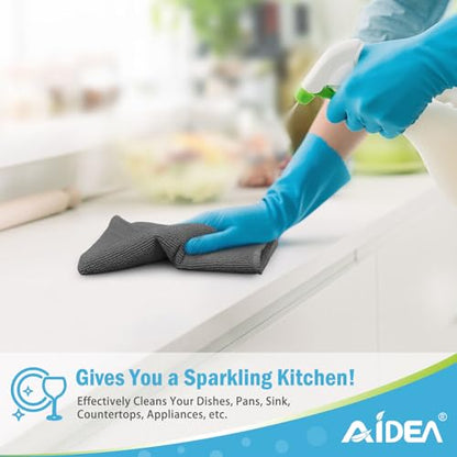 AIDEA Grey Microfiber Cleaning Cloth-50PK, Cleaning Rags 12"x 12" Absorbent - color: Grey, size: 12in.x12in.