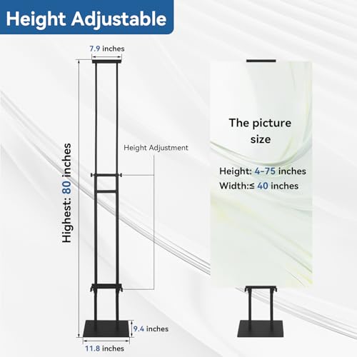 QKA Heavy Duty Poster Stand for Display, Double Sided Pedestal Sign Holder , Adjustable Floor Standing Height to 75 inches, Easy to Install, Suitable for Exhibitions,restaurants,theaters