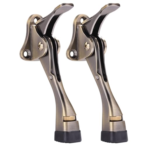 Door Stoppers, 4 Inch Kickdown Door Stop for Bottom of Door, Bronze, 2 Pack - color: Antique Bronze, size: 2 Pack