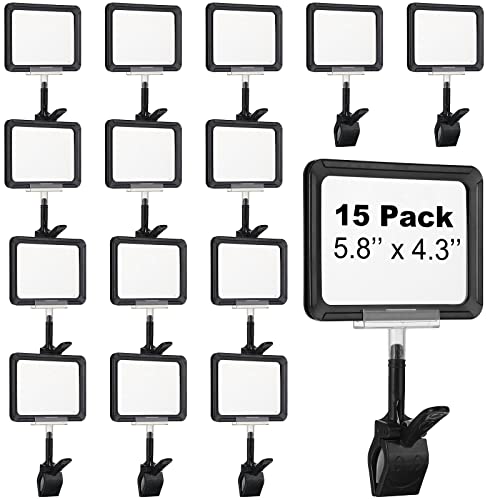 SATINIOR 15 Set Acrylic Sign Holder Clips Clamp for Price Displays, Black