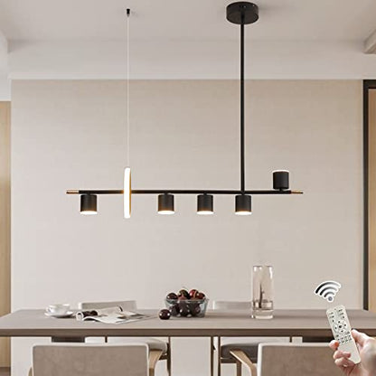 Siittoo 40" Modern LED Pendant Light, Dimmable Black Kitchen Island Light - color: Black-5 Spotlights 1 Ring-40W