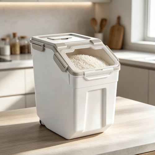 Saim 4 Pack 25lb Flour & Rice Storage Container Bin,Rice Bucket (Grey) - color: 4Pack 25lbs Grey