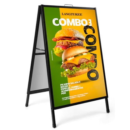 Heavy Duty A Frame Sign 24x36 inch - Double Sided Slide-in Metal Sandwich Board for Outdoor Sidewalk Business Advertising, Black Folding Pavement Display Stand, Frame Only - color: Black-1PACK Double-Sided