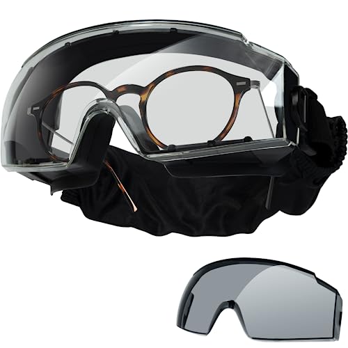 ONETIGRIS OTG Tactical Goggles Over Glasses, Anti-Fog, ANSI Z87.1, 3 Lenses - color: Black