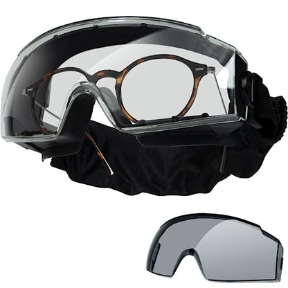 ONETIGRIS OTG Tactical Goggles Over Glasses, Anti-Fog, ANSI Z87.1, 3 Lenses - color: Black