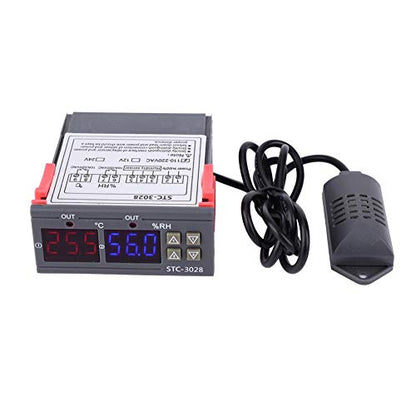 -3028 Temperature Control 12V/24V/110V /220V Digital Display Temperature and Humidity Controller Meter with Integrated Sensor(12V) - size: 12V