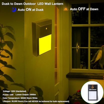 LIT-PaTH Outdoor Wall Light Fixture, Aluminum, LED 3000K, Black, 1 Pack - color: 3000K Black, size: 1-pk d2d