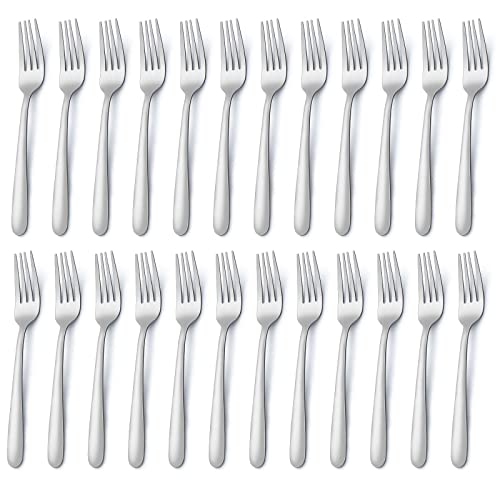 Pleafind 24-Pcs Dinner Forks, 7.1 Inch Forks Silverware, Silverware Forks, Stainless Steel Forks, Mirror Polished Forks Silverware Set, Forks Use for Home, Kitchen or Restaurant, Dishwasher Safe - color: Argent