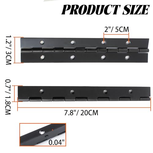 Hordion 6Pcs 8" Piano Hinge Heavy Duty Black Continuous Hinge 0.04" Thick