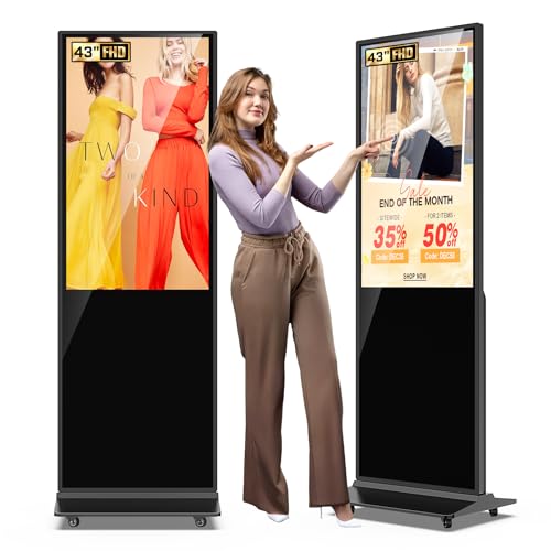 32/43/55/65 Inch Digital Signage Display, LCD Screen Advertising Display Kiosk Interactive Totem Floor Standing Auto AD Player with USB/HDMI/WiFi Android OS (43'' Touch Screen) - size: 43-Inch, style: Touch Kiosk