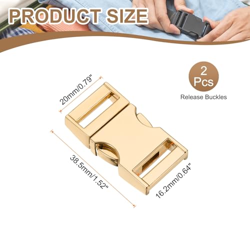 HARFINGTON Metal Quick Side Release Buckles Zinc Adjustable Quick Release Buckle Replacement Snaps Clips Clasps - color: Light Gold, size: 5/8"(16.2mm)