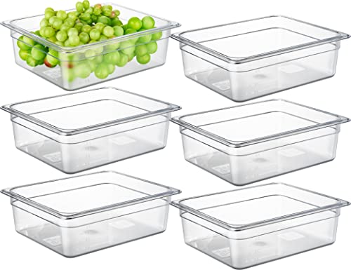 CURTA 6-Pack 1/2 Size 4" Deep NSF Polycarbonate Food Pans | Dishwasher & Freezer Safe Clear Container for Prep Tables, Buffet, Salad Bar, Commercial & Home Kitchen - color: 1/2 Size, size: 4" Deep