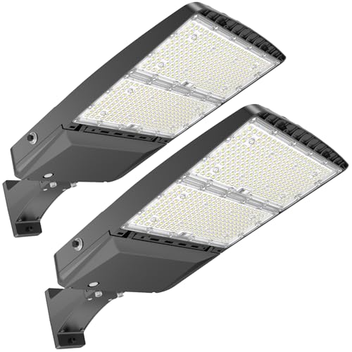 HYPERLITE Parking Lot Lights 300W: 2Packs 45000LM 5000K LED Parking Lot Lights Outdoor with Photocell-UL Listed Commercial Street Area Light LED Pole Light for Roadways Yards Court Barn - size: 300W-2Packs