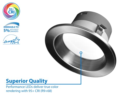 DLR4(v6) 4-inch Nickel Selectable Recessed LED Downlight (DLR4607120SNK) - color: Nickel, style: 1-Pack