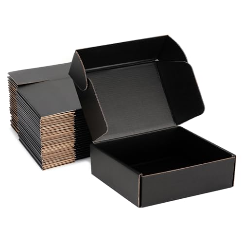 10x10x3 Black Shipping Boxes for Small Business, Packing, 25 Pack - color: Black, size: 10x10x3 Inch