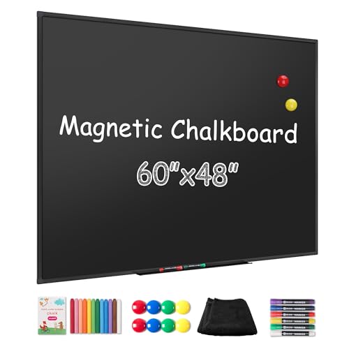 SELEAD Magnetic Chalkboard 60 x 48 Inches - Black Aluminum Frame - size: 60"W x 48"H