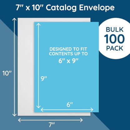 Blue Summit Supplies 100 7" x 10" Catalog Envelopes, Self Seal, White - size: 7 X 10