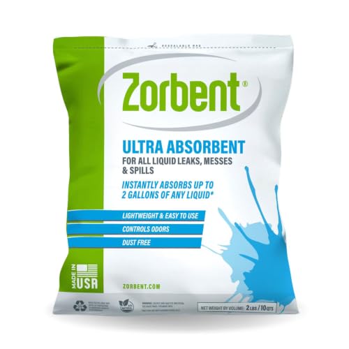 Zorbent Liquid Spill Cleanup 10 Quart Bag | 16X More Absorbent for Grease, Oil, Blood – Reusable for Floor, Carpet, Pet Accident, or Biohazard Mess – Fast Acting, Lightweight, Non-Toxic - size: 320 Ounce (Pack of 1)