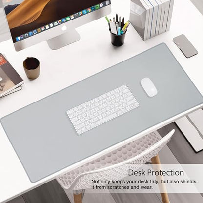 ALOANES Non-Slip Extended Mouse Pad Office&Home Desk Mat Stitched Edge - color: Light Gray, size: 35.4L x 15.7W inches
