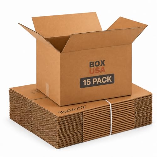 BOX USA Medium Moving Boxes 18"L x 14"W x 12"H 15-Pack - Corrugated Cardboard Box for Shipping, Mailing, Packing, Packaging and Storage - size: 18x14x12" Med 15-Pk