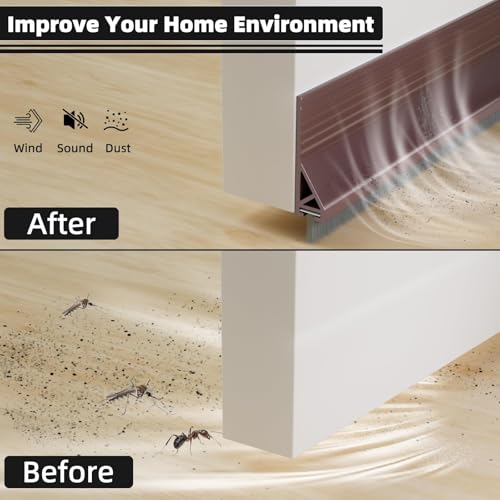 Esufeir 39”X2 Under Door Draft Stopper with Brush,Brown - color: Brown, size: 39" X 2Pack