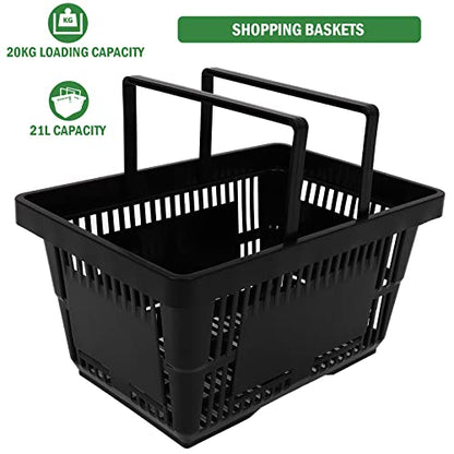 12PCS Shopping Baskets with Handles, 21L Durable Plastic Shopping Cart
