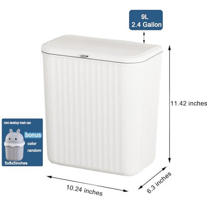Kitchen Compost Bin Cabinet Hanging Small Trash Can with Lid 2.4 Gallon - color: white