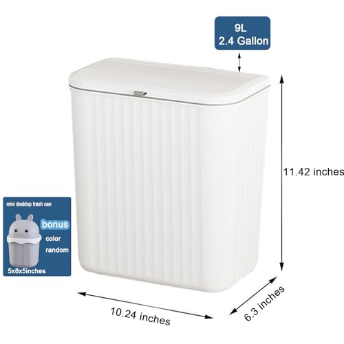 Kitchen Compost Bin Cabinet Hanging Small Trash Can with Lid 2.4 Gallon - color: white
