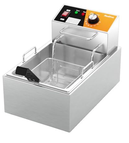 Electric Deep Fryer 10L/10.5QT Stainless Steel Single Tank Commercial Fryer with Basket, 1700W 110V Countertop Deep Fryer for Home Kitchen and Restaurant Use with Oil Thermometer & Temperature Control - size: R-81S
