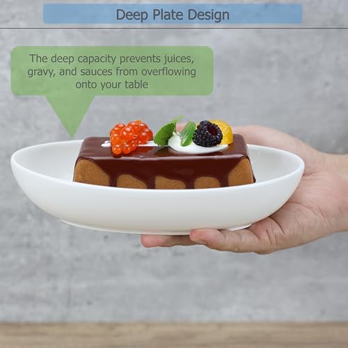 EIKS Ceramic Deep Plates Oval Shaped Dishes, Size of L8.1 x W5.7 - size: S Size (L8.1" x W5.7")
