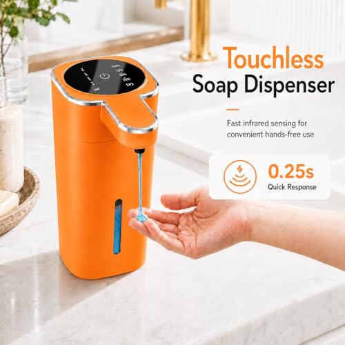 Automatic Liquid Soap Dispenser Touchless, USB Rechargeable (Orange) - color: Orange