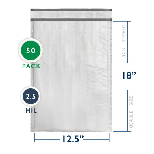 50 PC #6 12.5x19" Inches 50 Pack Inches Poly Bubble Mailers Shipping Padded Envelopes Self Seal Waterproof Cushion Envelopes - size: 12.5x19" 50PC