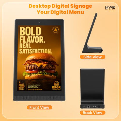 10.1 Inch Android Digital Signage Display, Tabletop Touchscreen Kiosk, Countertop Digital Menu Board with WiFi USB, Desktop Advertising Screen for Restaurants, Retail, Reception