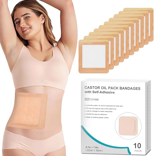 10Pcs Castor Oil Pack Wrap, 8.7"*7.9" Organic Cotton Pads - size: 10 Count (Pack of 1)