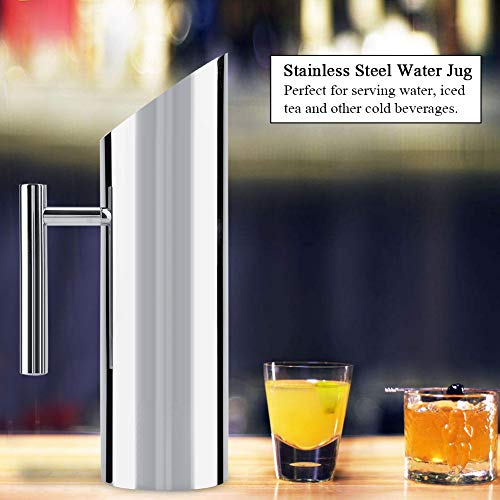 Ejoyous Stainless Steel Rectangular Pitcher, 2L Capacity, Silver, Spill-Proof Spout, Multiple Sizes - size: 67.6 Ounces