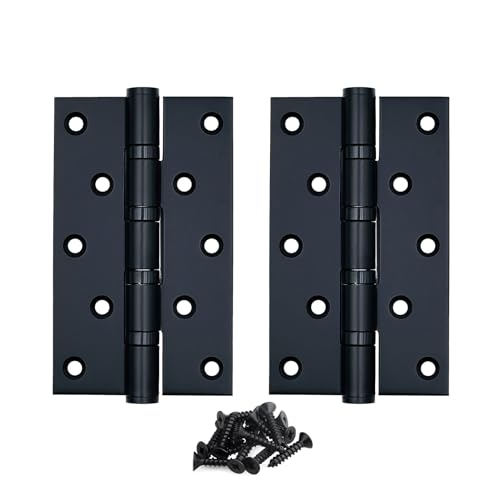 Matte Black 5 inch Stainless Steel Door Hinges,Heavy Duty Interior/Exterior Door Hinge,Rust-Proof,304 SS Ball Bearings,Non-Removable Pin (NRP),5" (101mm) x 3" (76mm)Hinges,SquareCorner,2 Pack - color: Matte Black