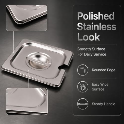 MY MIRONEY 2PCS Stainless Steel 1/2 Size Steam Table Pan Covers - size: 1/2 Size