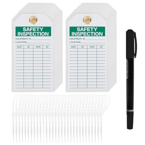 Lionshop Safety Inspection Tags, Accident Prevention Tag, Double-Sided Inspection Tag, Legend “Safety Inspection”, 5.75" x 3", 0.375" in Brass Eyelet Size, Blue Ink on White, Polyester (Pack of 25) - color: Safety Inspection Tag, size: 25PACK