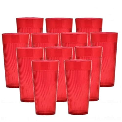 TrueCraftware- 14 oz. Belize Tumbler/Drinking Cups Red Polycarbonate Set of 12-Premium Iced Tea Glasses Stackable Reusable Drinking Glasses Dishwasher Safe Break-Resistant for Home Restaurants - color: Red, size: 14 oz