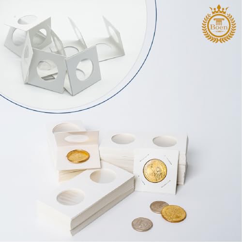 Boen 400 Pcs Cardboard Coin Flips, Assorted 8 Sizes Holder with Stapler