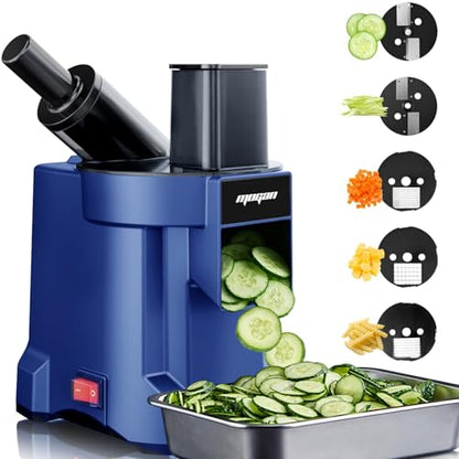 MOGAN 5-In-1 Electric Vegetable Cutter, Commercial Vegetable Dicer Slicer - color: Blue-B