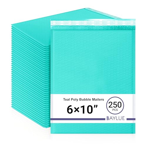 Teal Bubble Mailers 6x10, Self Seal Poly Padded Envelopes #0, 250 Pack Bulk - color: Teal, size: 6"x10" / 250 Pack
