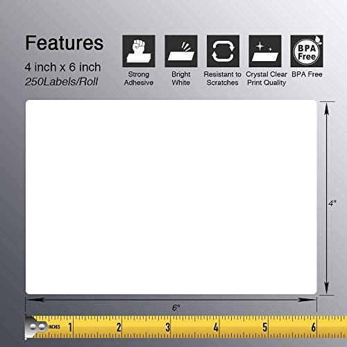 BETCKEY 4" x 6" (102 mm x 152 mm) Shipping Thermal Label, 6 Roll/1500 Label - color: 06-rolls (1500 Labels)