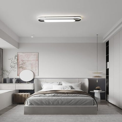 Modern LED Smart Ceiling Light,28.3" Flush Mount Ceiling Lamp, 40W Dimmable Linear Metal Chandelier Light Fittings for Kitchen Laundry Garage Dining Room Office Hallway Closet Aisle - color: Dimmable, size: 28.3 Inch