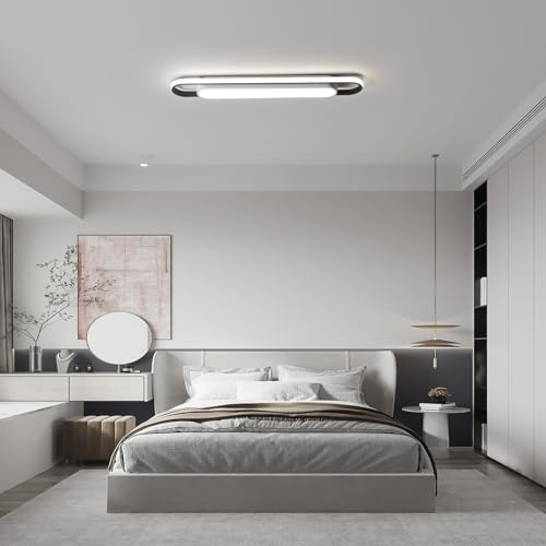 Dimmable LED Ceiling Light Modern Linear LED Ceiling Lamp 36.2" Smart Semi Flush Mount Wraparound Shape Lighting Fixture with Remote Control for Kitchen Dining Room & Laundry (50W) - color: Dimmable, size: 36.2 Inch